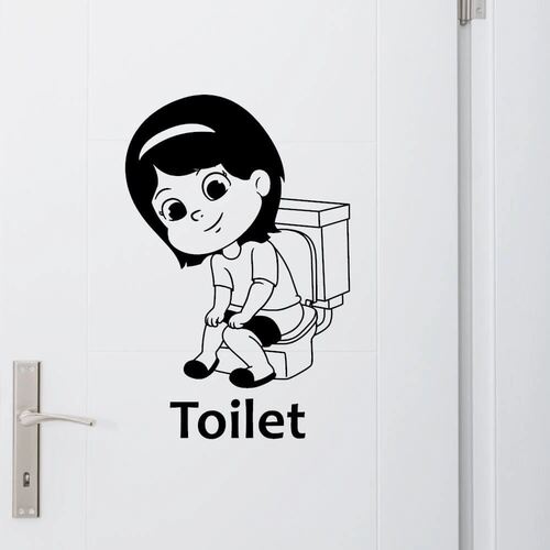 Wallsticker til dit badeværelse med aller sødeste lille pige som sidder og tisser. Mange farver og 4 forskellige størrelser.