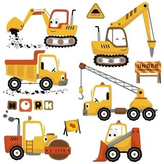 Wallstickers Ark med gravmaskiner
