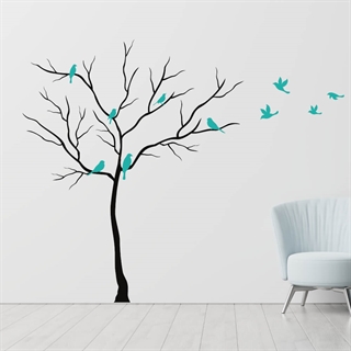 Unik træ med fugle Wallsticker