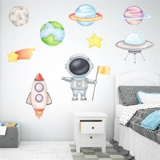 Space wallstickers i akvarel 