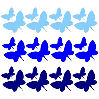 Wallstickers sommerfugle multicolor i blå nuancer og forskellige størrelser