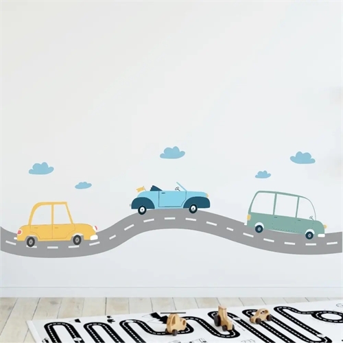 Wallsticker vejbane med biler
