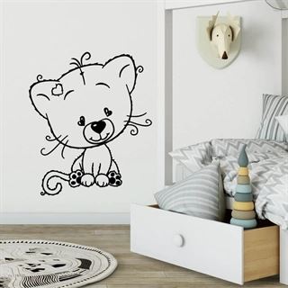 WALLSTICKER MED CUTE KAT