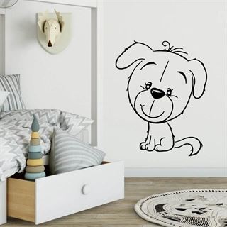 WALLSTICKER MED CUTE HUND