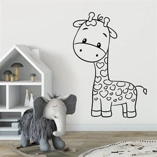 WALLSTICKER MED CUTE GIRAF