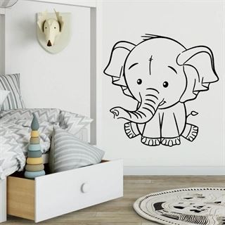 WALLSTICKER MED CUTE ELEFANT