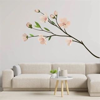 Gren med beige blomster - wallsticker