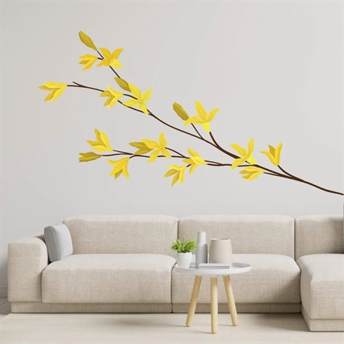Gren med gule blomster - wallsticker