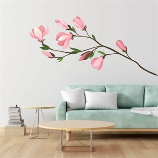 Gren med rosa blomster - wallsticker