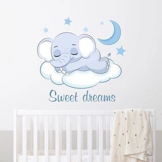 WALLSTICKER: SWEET DREAMS ELEFANT (Lyseblå)