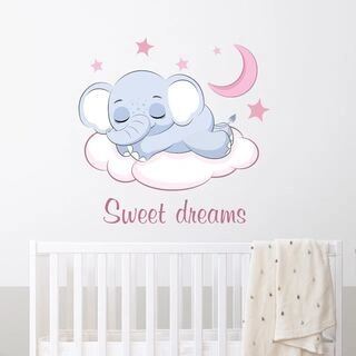 WALLSTICKER: SWEET DREAMS ELEFANT (Lyserød)