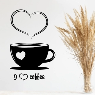 wallsticker med en flor kaffekop med teksten "i love coffee"