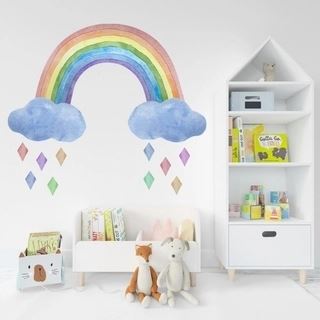 Akvarel wallsticker Regnbue med Harlekintern 