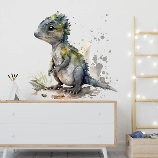 Wallsticker akvarel med gråbrun dinosaurer