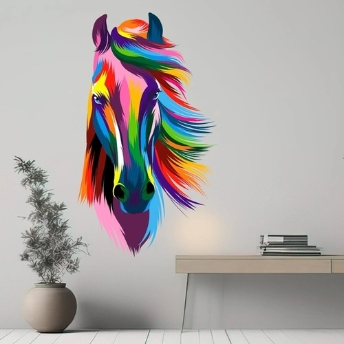 wallsticker hestehoved portræt i mange farver