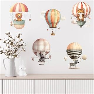 Luftballon wallstickers med Safari dyresæt