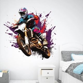 Motocross lilla & rød wallsticker