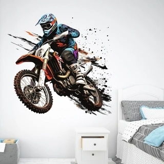 Motocross orange & blå wallsticker