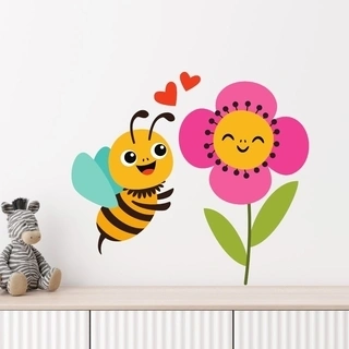 Bien & blomsten wallsticker