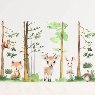 Skovens dyr - Akvarel wallstickers 