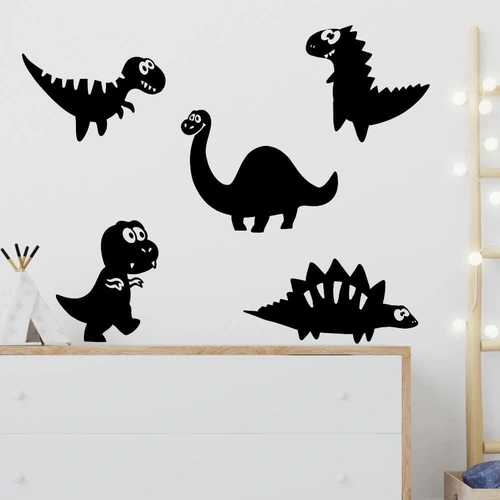 Søde og sjove dinosaurer til væggen - 5 dinosaurer wallstickers