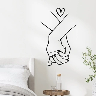Hånd i hånd med hjerte  - wallstickers