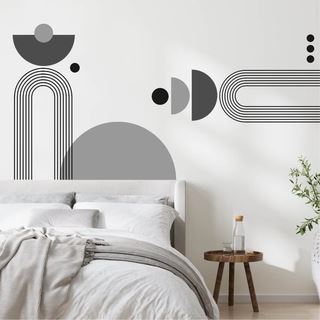 Abstrakt form og stregkunst Grå nuancer - Wallstickers