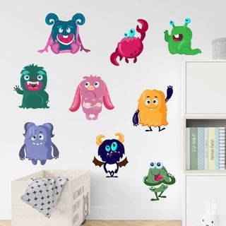 Farverige monsters wallstickers