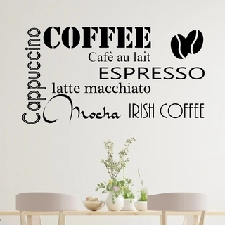 Kaffe tekst  - wallstickers