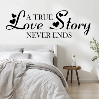 True Love Story med hjerter  - wallstickers