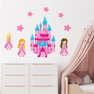 Printet Prinsesser med slot - wallstickers