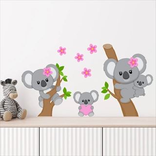 Printet Koala i lyserød - wallstickers