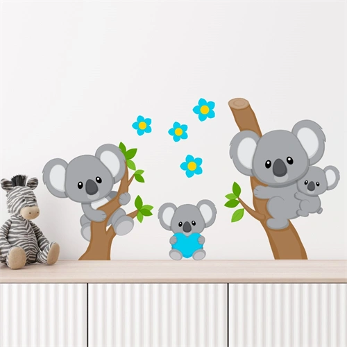 printet wallstickers med koala i lyseblå. Meget flot i farverne