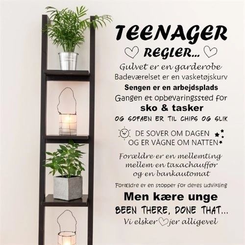 Wallsticker med teenager regler til teenageren i huset