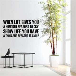 When lives gives you a 100 reasons to cry - wallstickers tekst