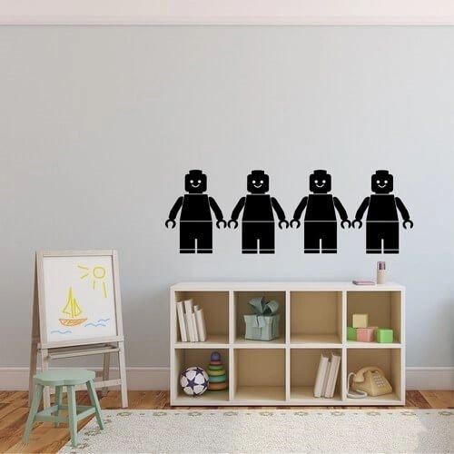 sjov ensfarvet wallsticker med Lego figurer