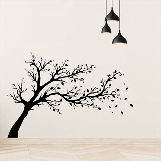 wallsticker med et træ med flyvende blade