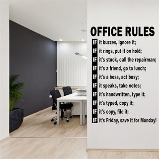 wallsticker med kontorregler til din arbejdsplads.