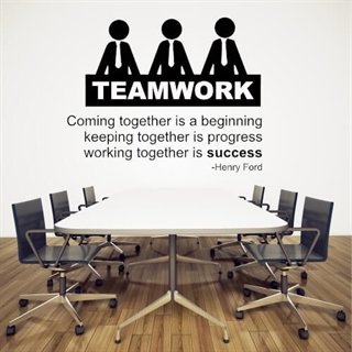 wallsticker med tekst Teamwork til kontoret