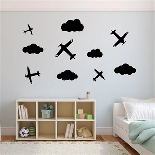 Flyvemaskiner og skyer - wallstickers