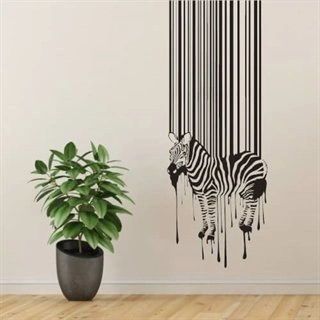 Wallsticker med en Zebra og stregkode